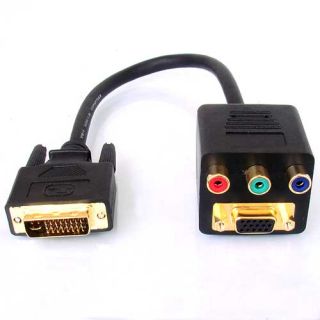 DVI to VGA TV Cord RCA AV 3 Adapter Cable Splitter New