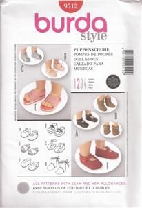 Burda Sewing Pattern 9512 Shoes Boots Sandals for 18 American Girl 