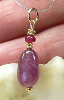  Genuine Natural Untreated African Red Ruby 14k Gold Pendant