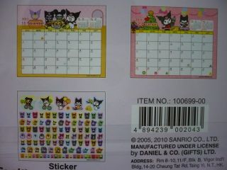2011 Sanrio Kuromi Desktop Table Calendar with Stickers