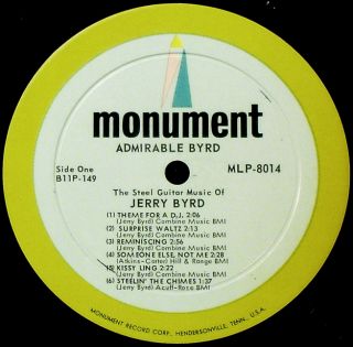 Jerry Byrd Admirable Byrd 1963 Steel Guitar Music