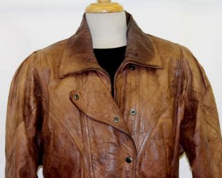 WOMENS VTG 80s BYRNES & BAKER LEATHER FLIGHT/BIKER FITTED SEXY CUTE 