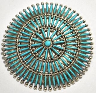   Turquoise Needlepoint Cluster Pendant Pin Lance Cordelia Waatsa