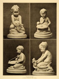 1909 J Scott Hartley Water Babies Sculptures Print Original Historic 