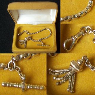   Gold Filled Albertina Pocket Watch Chain Tassel T Bar N C R C O
