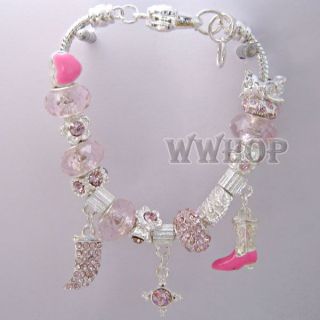 1pc European Style Charms Bracelets Pendants Crystal Beads Choose 