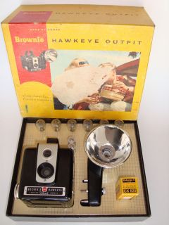   Vintage Kodak Brownie Hawkeye Flash Camera w Accessories Works