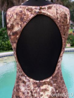 Cache $158 Sequin Encrusted Open Back Event Dress s M L XL Animal 