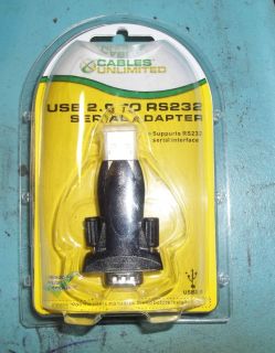 NEW Cables Unlimited USB 2 0 To RS232 Serial Adapter USB 2920
