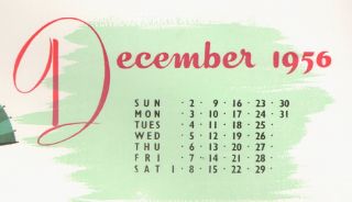   1956 December Pin Up Girl Calendar Page 56th Birthday Present