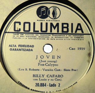 Billy Cafaro Un Telegrama Latin Rock 60s 78 RPM Record in Condition 