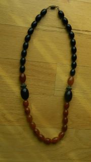 Vintage Cherry Rootbeer Black Bakelite Necklace 31 Long 112 Grams 