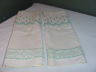   Vtg Pair Stamped Pure Linen Cafe Curtains Valances Unused