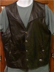 Mens Black Harley Davidson Leather Vest Very Cool
