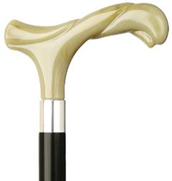 Rope Carved Derby Black Cane With Ivory Handle  Affordable Gift for 