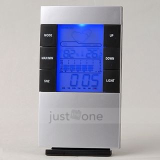 LCD Screen Light Clock Alarm Calendar Digital Themometer Hygrometer 