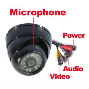 IR LED Security Wide Angle Dome CCTV Camera with Audio