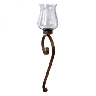 Large Wrought Iron Wall Candle Holder Sconce w Glass Hurricane 36 New 