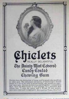 1912 Sen Sen Chiclet Mint Candy Coated Chewing Gum Ad