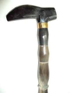 Handmade Egyptian Carved Walking Cane All Natural Buffalo Horn Stick 