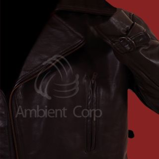 First Avenger Captain America Genuine Brown Biker Leather Jacket Chris 