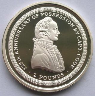 South Georgia 2000 Captain Cook 2 Pounds Silver Coin Proof