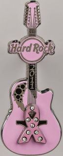 Hard Rock Cafe 2011 Pinktober Breast Cancer Guitar Pin