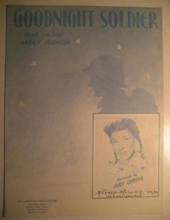 WWII Sheet Music Goodnight Soldier Judy Canova 1943
