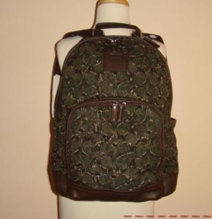 NWT COACH MENS XL CAMOUFLAGE PRINTED BACKPACK GREEN BROWN 70658