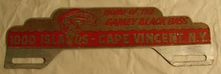 Old Cape Vincent New York Black Bass Fishing Sign License Plate Topper 