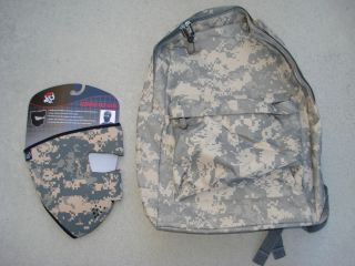 Camouflage Backpack Rucksack ACU Digital Matching Neoprene Face Mask 