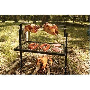 Camp Fire Outdoor Cooking Rotisserie Spit Grill Camping Over Flames 
