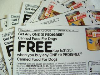 30 BOGO Pedigree Canned Can Dog Food Coupons Buy One Get One Free B1G1 