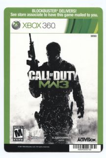 Game Backer Cards Xbox 360 Call of Duty MW3 Mini Poster not The Game 