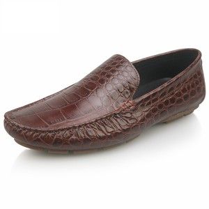    Leather Alligator Casual slip on loafers Shoes Brown mens car shoes
