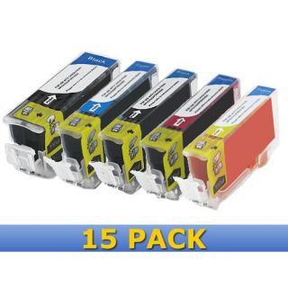 Compatible Canon CLI 221 & PGI 220 Ink Cartridges with Chip (15 Pack)