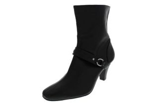Karen Scott Cari Black Embellished Side Zipper Ankle Boots Heels Shoes 