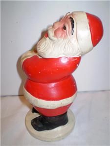 Vintage Chalkware Santa Claus Candle Holder Figurine Christmas Putz 