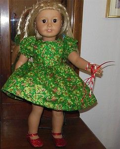 Handmade Judy Green Candy Cane Holiday Dress Fits 18 or American Girl 