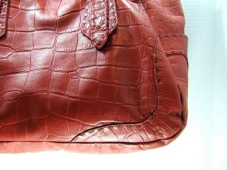 Carla Mancini Claudia red croco leather crossbody shoulder bag tote 