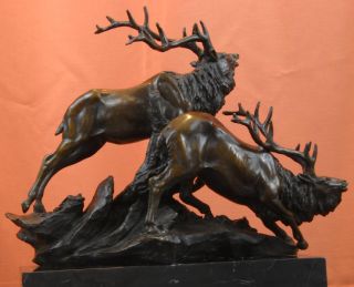 Caribou Elk Stag Buck Bronze Sculpture Trophy Hunter