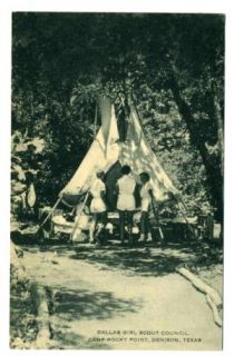 Girl Scout Camp Rocky Point Postcard Denison TX Tepee
