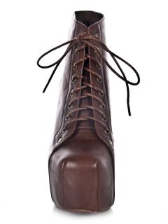 Jeffrey Campbell Lita Brown Distressed Platform Heel Pump Leather 