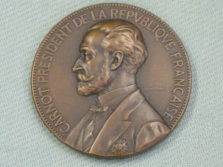 1887 France Carnot Bronze Medal Plaque by Alphee Dubois