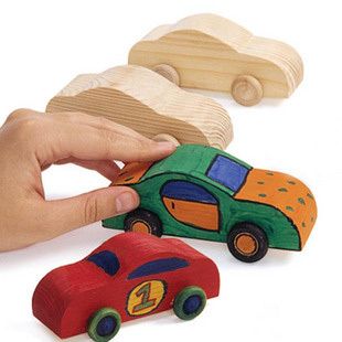 Pack of 4 DIY Paint Your Own Wooden Cars Kids Crafts Party Favor 