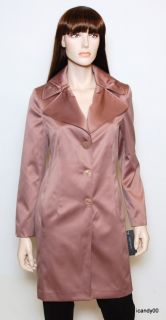 Tahari Carla Satin Dress Coat Top Jacket Parka Anorak Vintage Rose S 