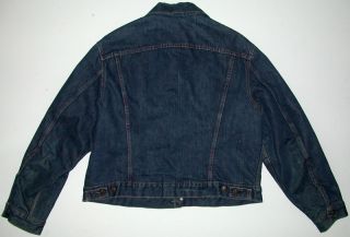 Vintage 60s Big E Levis Jacket 50 Blanket Lined Dark Indigo Denim 
