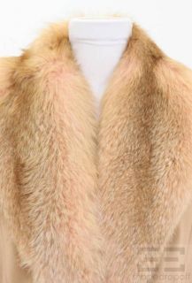 Carlos Miele Tan Wool Cashmere Mink Fur Trim Full Length Coat Size 40 