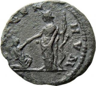 Caracalla Billon Denarius Salus Holding Snake on Scepter Authentic 