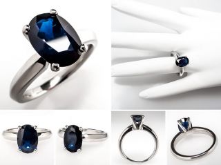 Carat Blue Sapphire Solitaire Engagement Ring Platinum skuwm8016